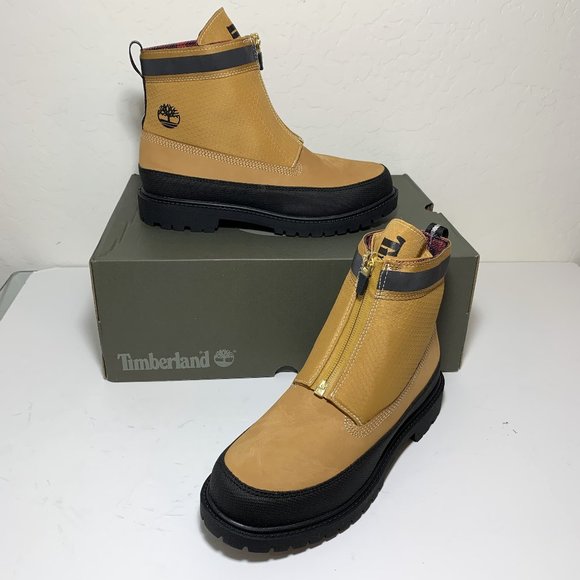 Timberland Heritage Front Zip Boots Leather Wheat Nubuck Booties Size 8 NEW - Picture 2 of 9